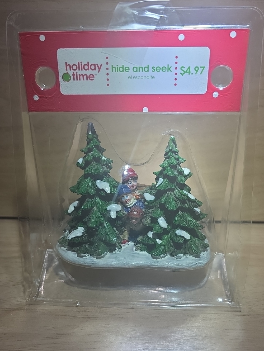 Vintage Holiday Time Green Pine Tree Hide and Seek Figurine